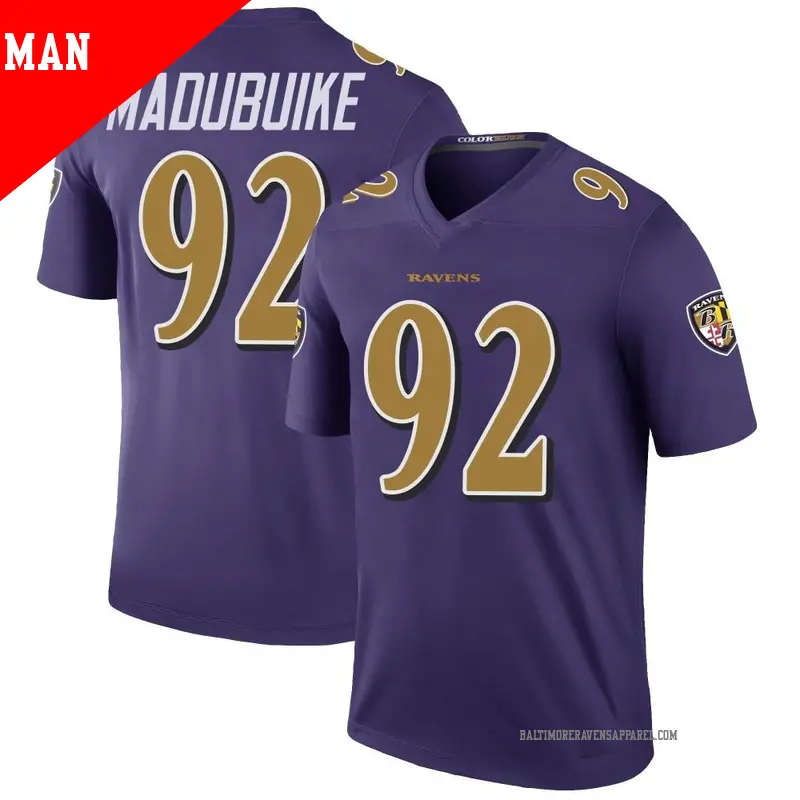 Men s 92 Nnamdi Madubuike Baltimore Ravens Legend Purple Color Rush Jersey