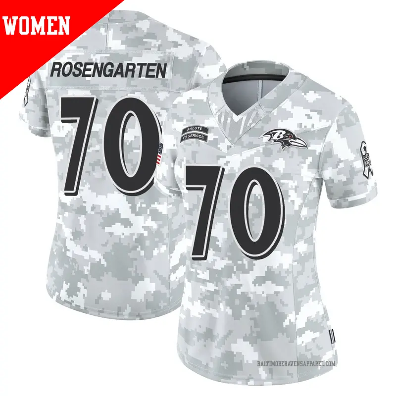 Women's ＃70 Roger Rosengarten Baltimore Ravens Limited Arctic Camo 2024 Salute to Service Jersey