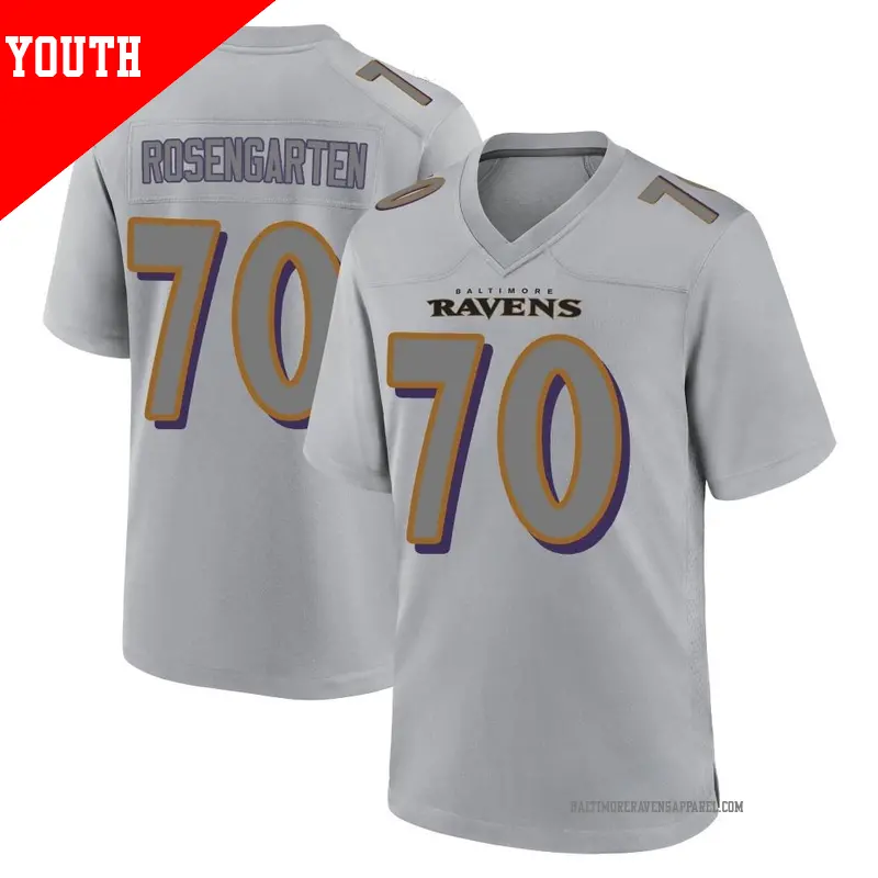 Youth ＃70 Roger Rosengarten Baltimore Ravens Game Gray Atmosphere Fashion Jersey