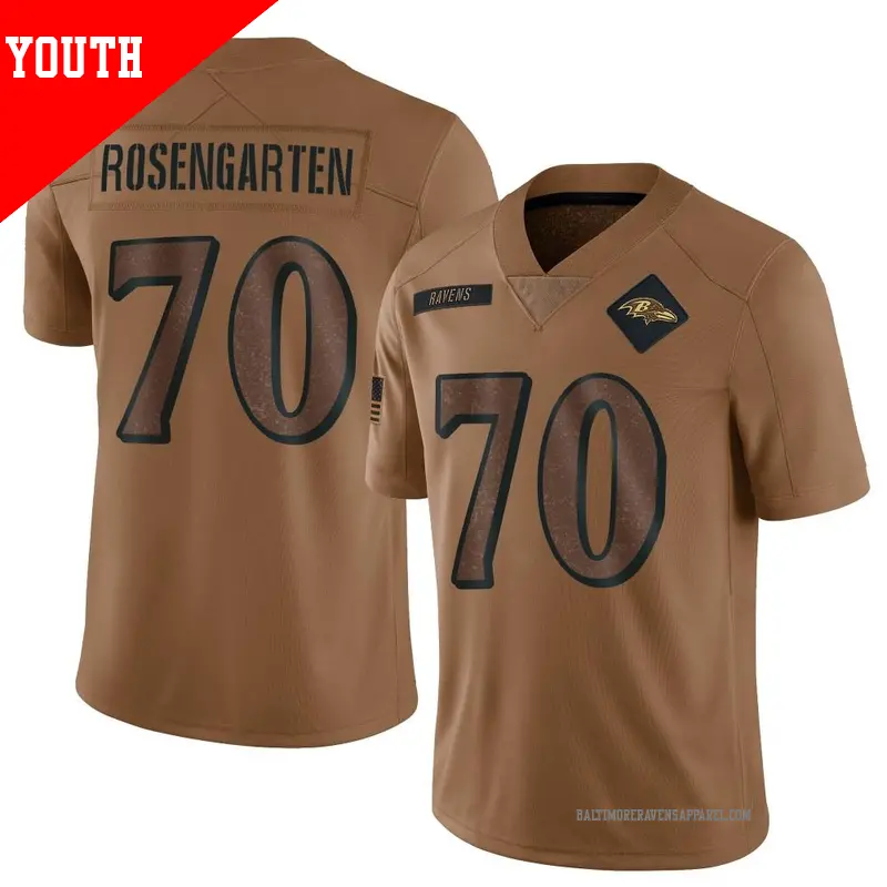 Youth ＃70 Roger Rosengarten Baltimore Ravens Limited Brown 2023 Salute To Service Jersey